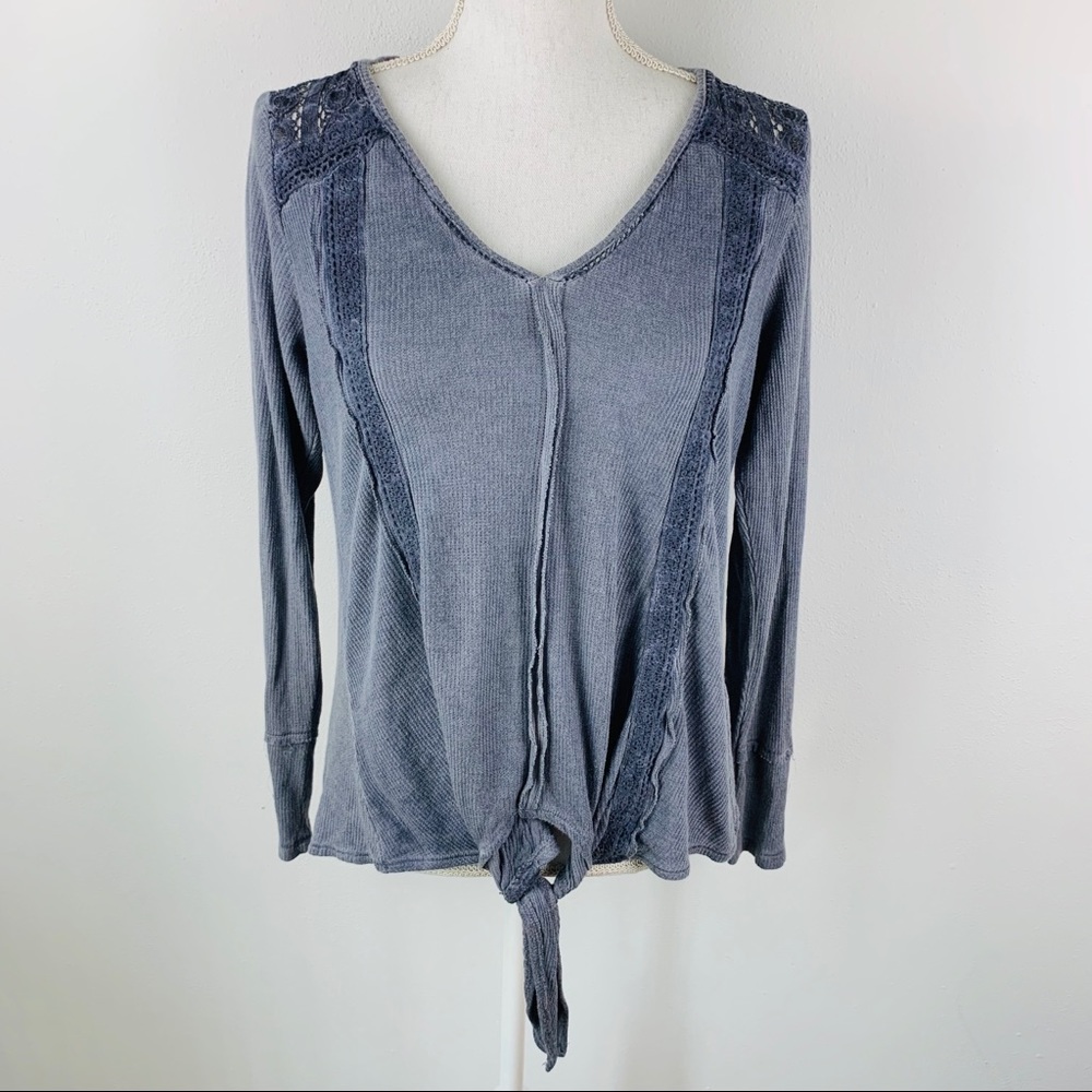 Knox Rose Bohemian Lace Cute Long Sleeve Shirt M - Picture 1 of 8
